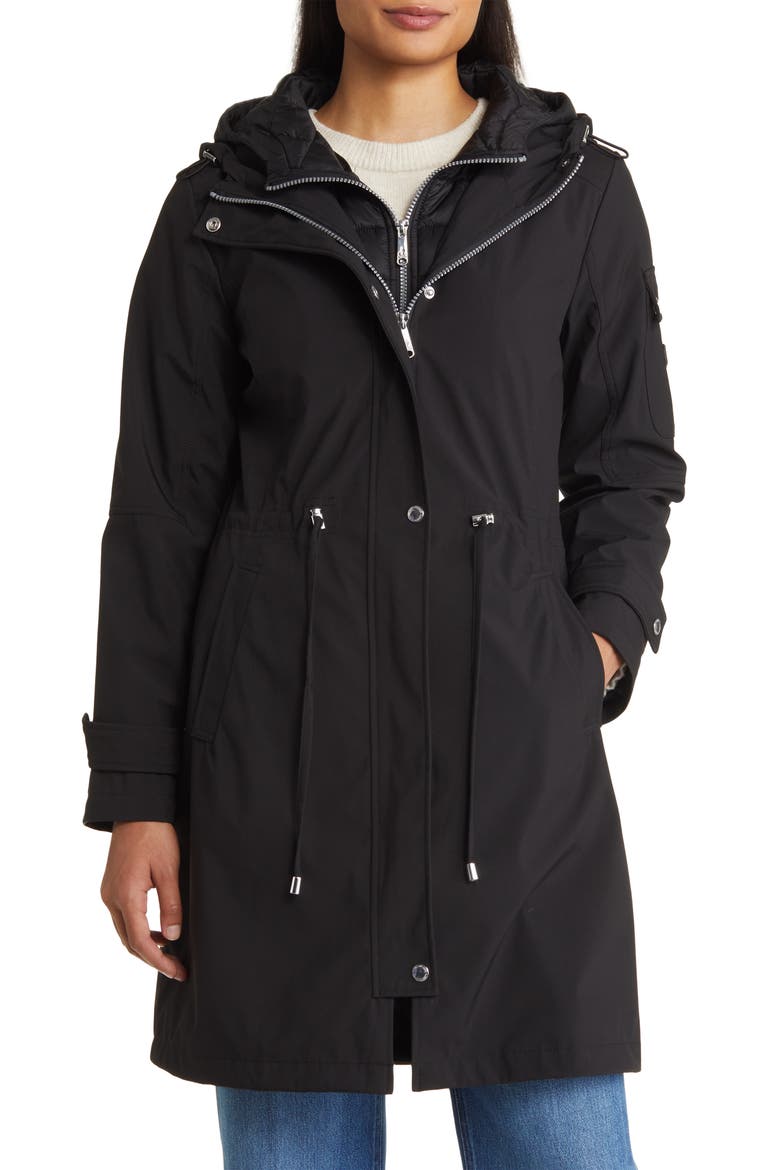 Water Resistant Rain Jacket with Bib, Main, color, BLACK