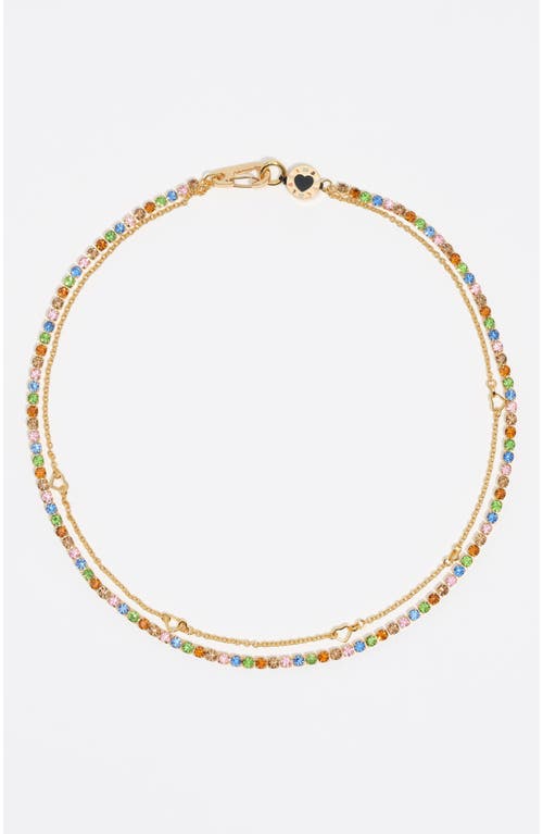Bimba Y Lola Double-layer Crystals Logo Chain Necklace In Gold