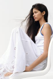 H&M Eyelet-embroidered Drawstring Skirt