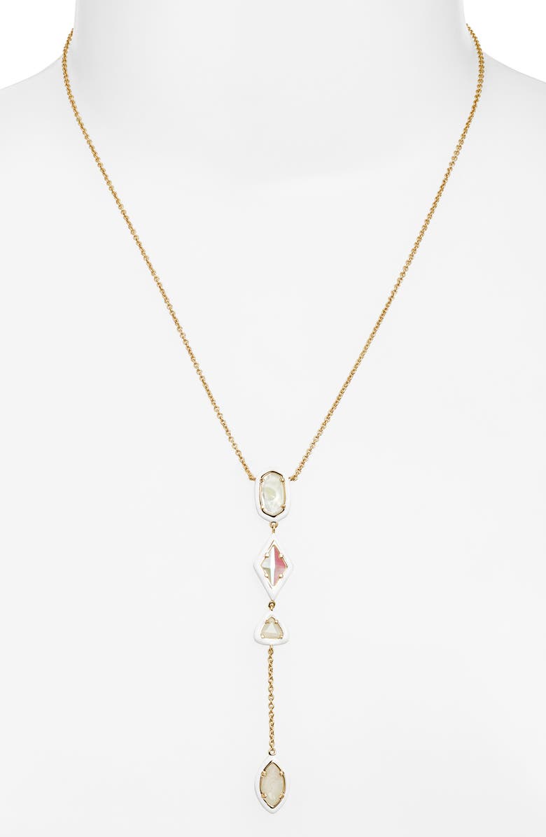 Kendra Scott Greta Y-Necklace, Alternate, color, Gold Ivory Mix