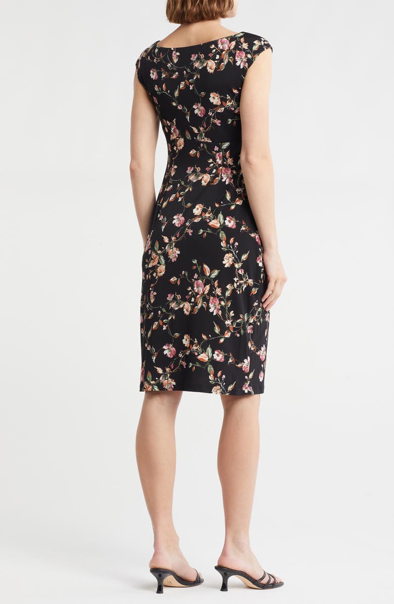 Connected Apparel Floral Cap Sleeve Faux Wrap Dress, Alternate, color, 