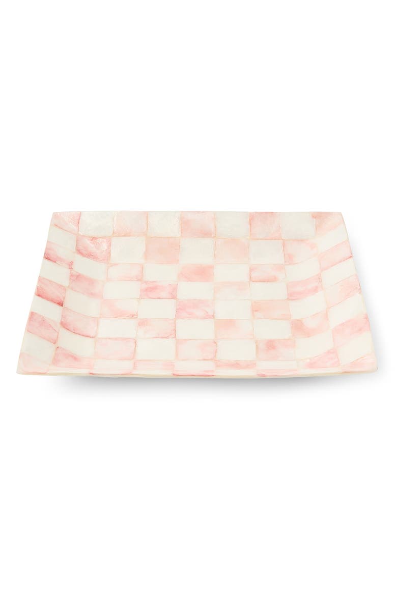 MACKENZIE CHILDS Rosy Check Capiz Catchall Tray, Alternate, color, Rosy