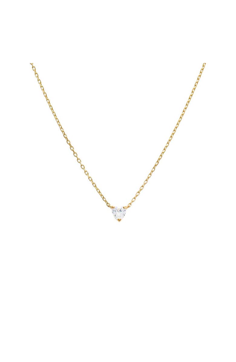 BY ADINA EDEN CZ Solitaire Heart Pendant Necklace 14K, Main, color,