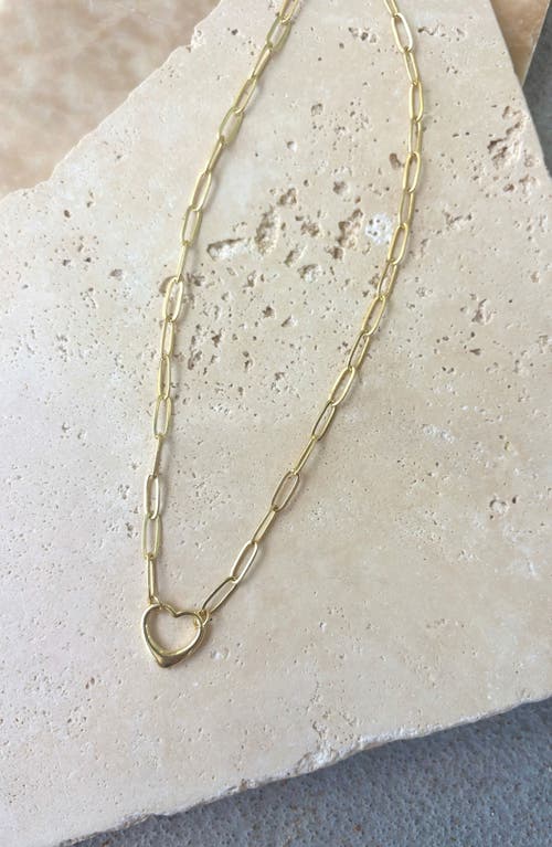 Adornia 14k Gold Plated Paperclip Chain Outline Heart Necklace In Gold