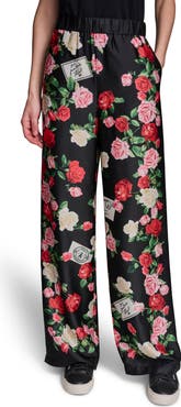 KARL LAGERFELD PARIS Floral Satin Pants