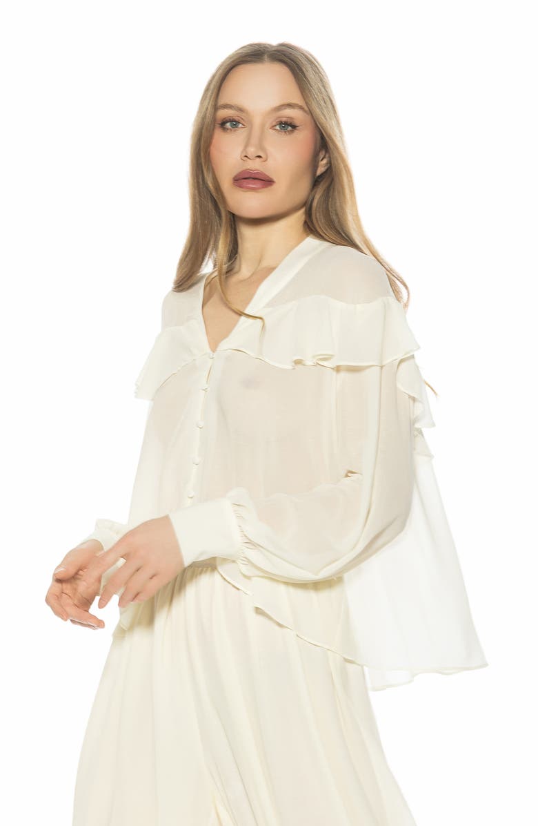 Alexia Admor Solace Ruffle Long Sleeve Button-Up Top, Alternate, color, Ivory