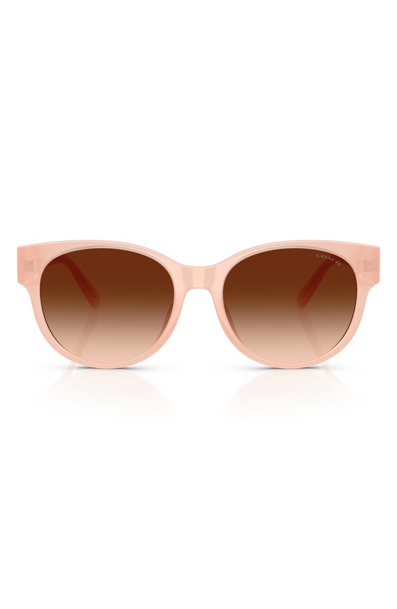 COACH 56mm Gradient Round Sunglasses, Main, color, Light Pink / Brown Gradient