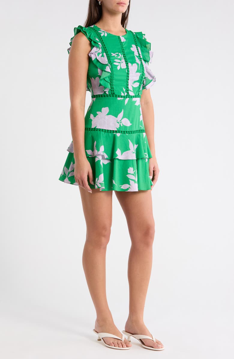 SUGARLIPS Zama Floral Ruffle Minidress, Alternate, color, Kelly-Pink-Multi