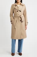 Sam Edelman Double Breasted Trench Coat with Faux Suede Detail