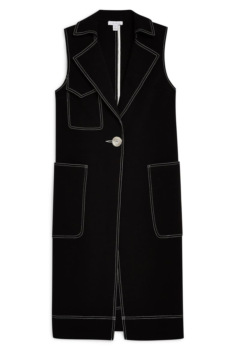Sleeveless Utility Duster Coat, Alternate, color, BLACK