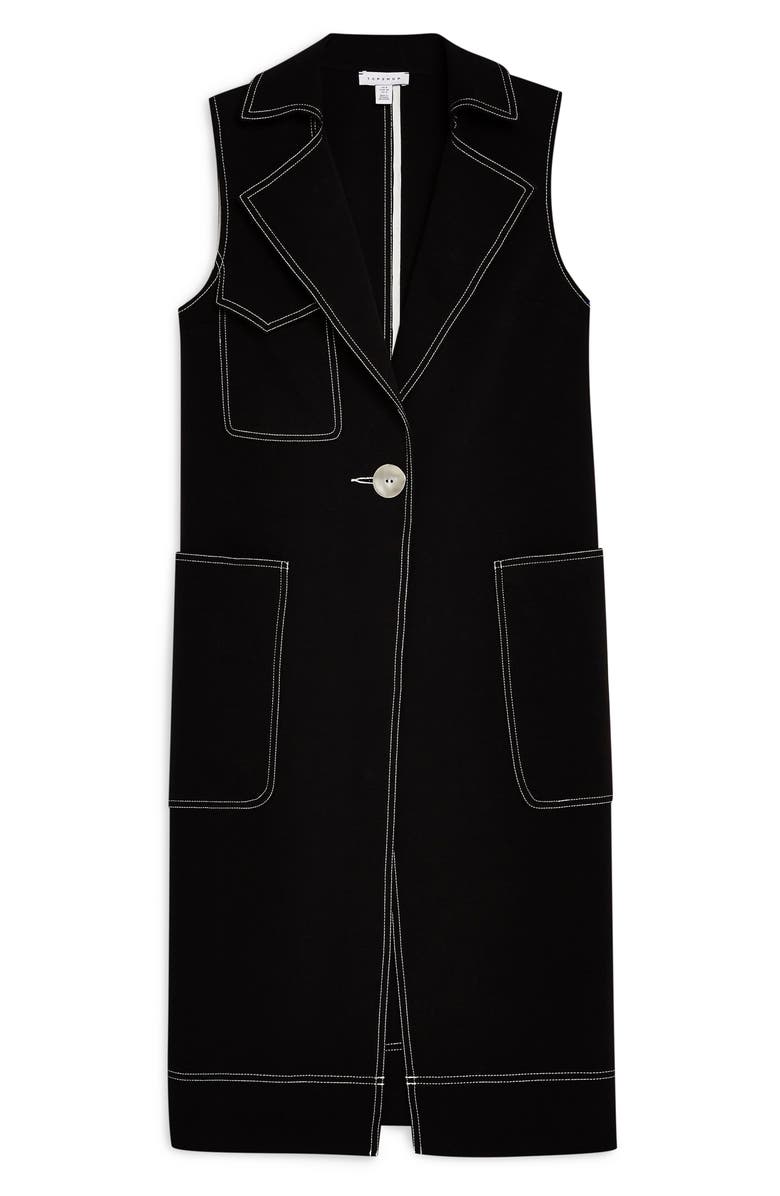 Topshop Sleeveless Utility Duster Coat, Alternate, color, Black