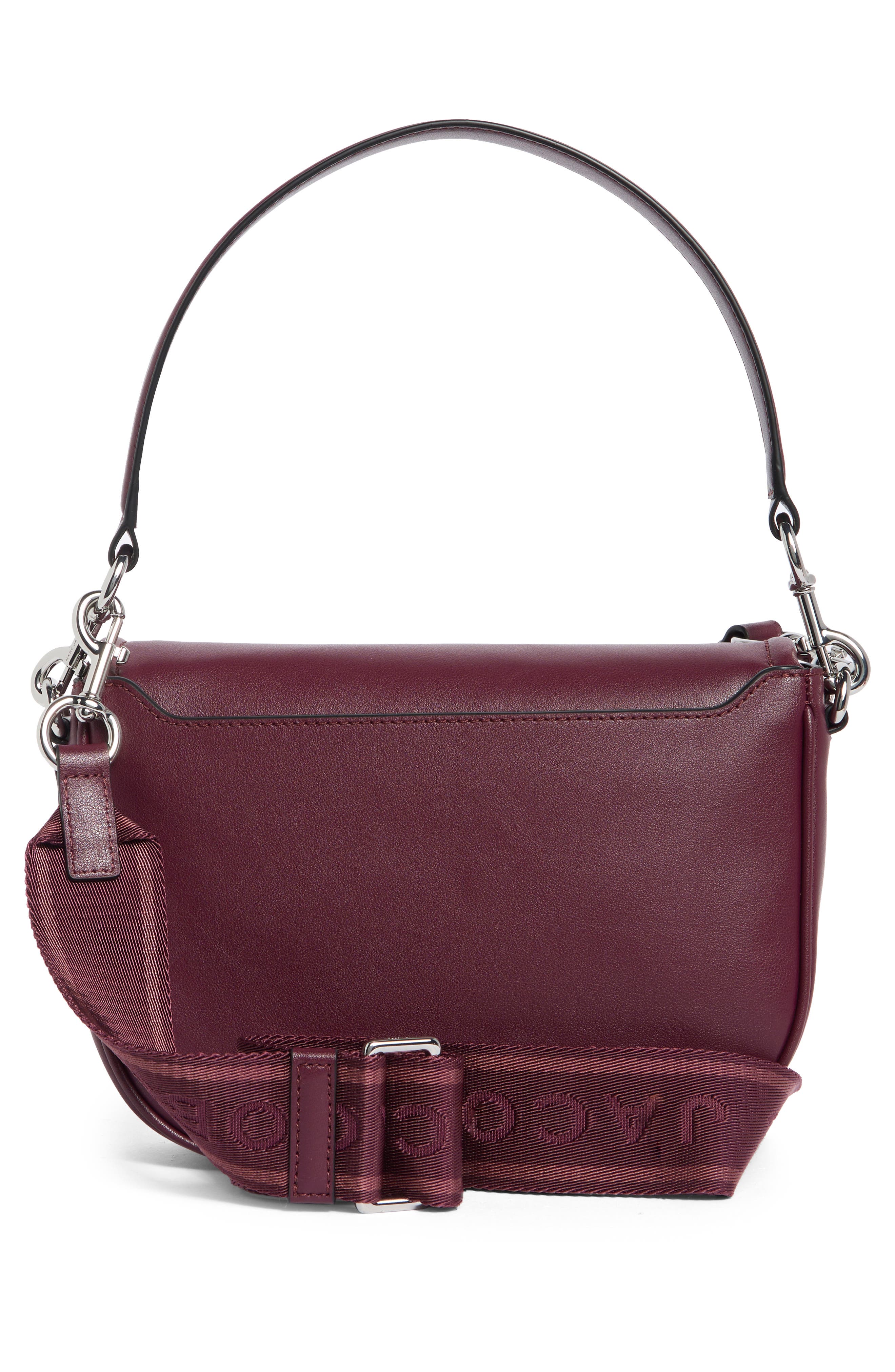Leather Saddle Bag, Alternate, color, DARK PLUM