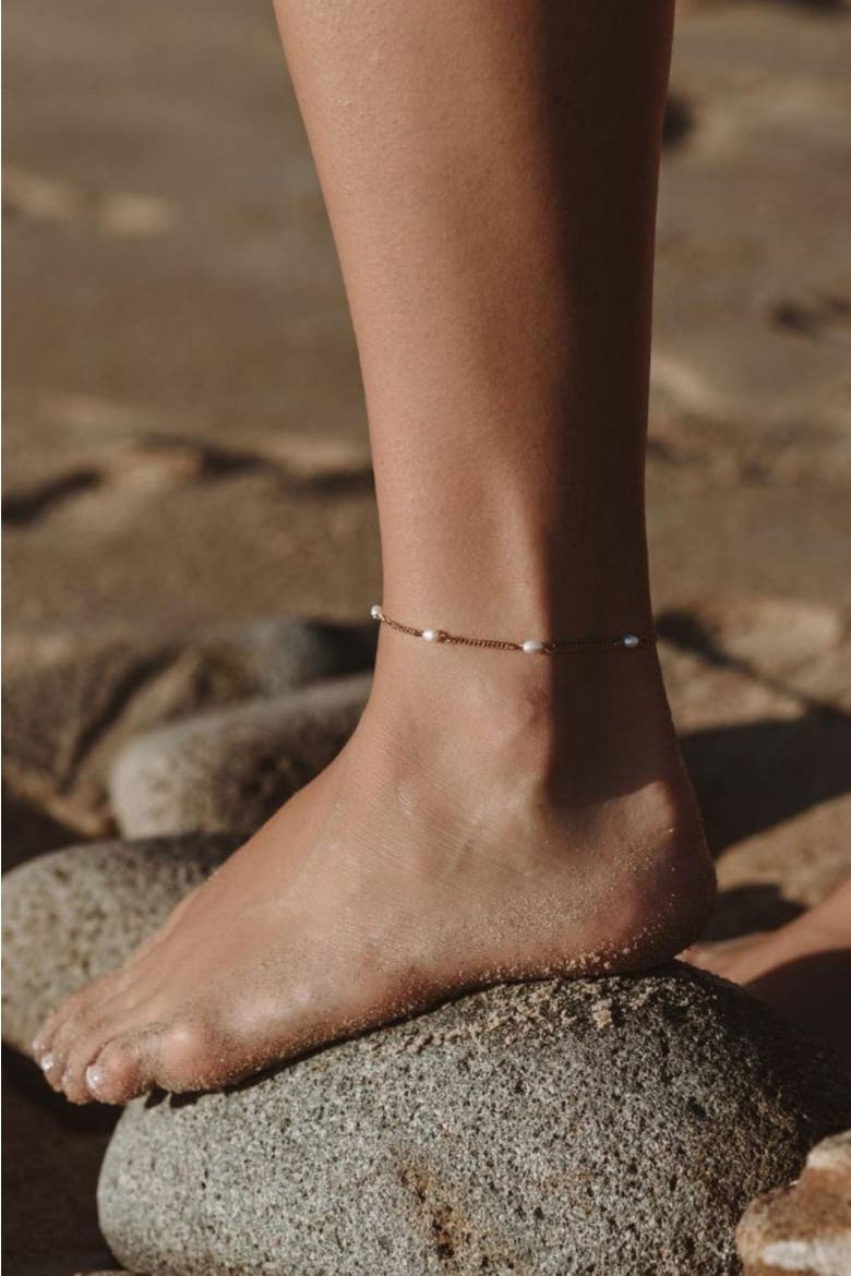 Freshwater Pearls Anklet, Alternate, color, Gold