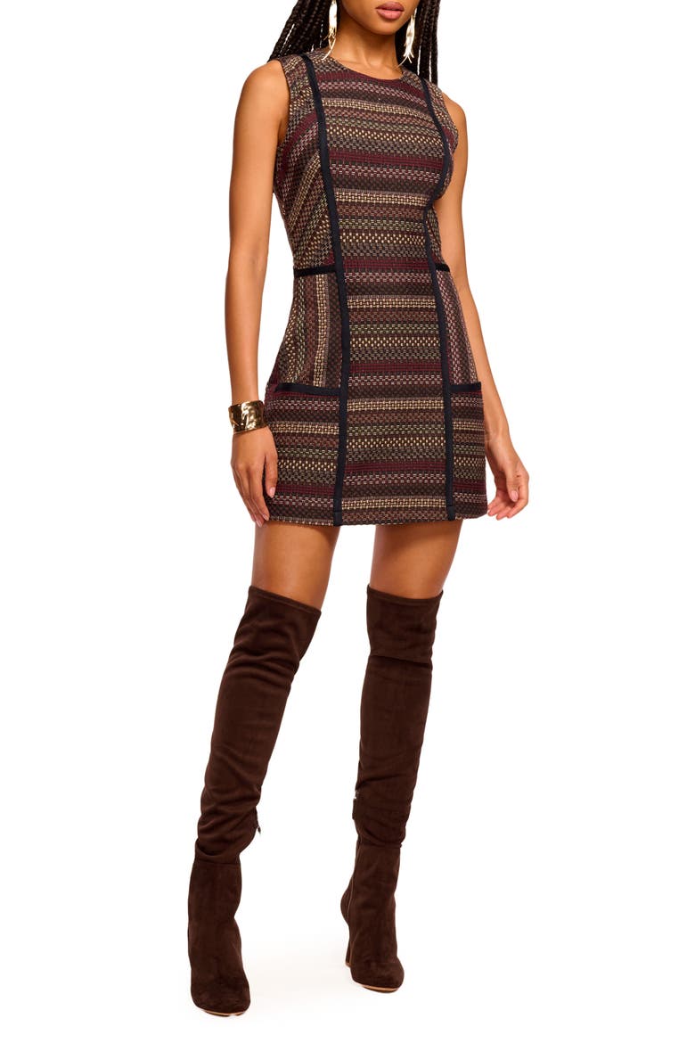 Jeanette Metallic Sleeveless Minidress, Main, color, NAVY MULTI TWEED