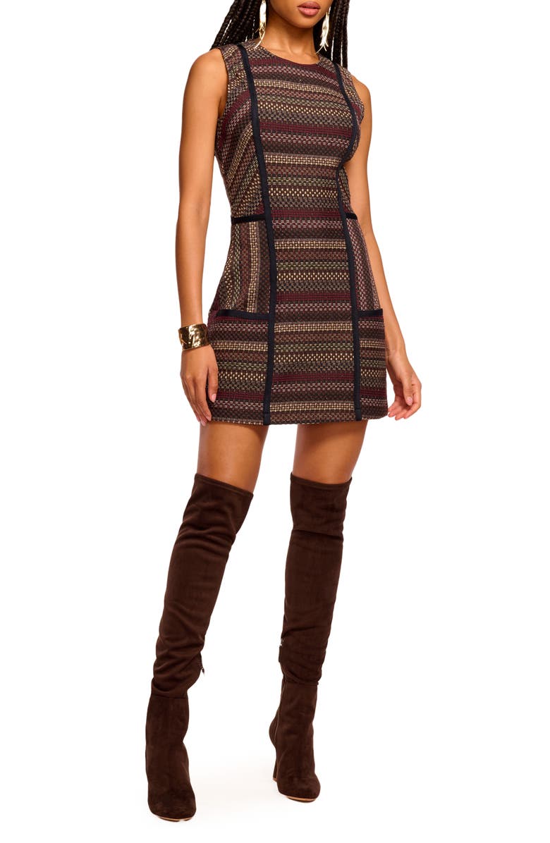 Ramy Brook Jeanette Metallic Sleeveless Minidress, Main, color, Navy Multi Tweed