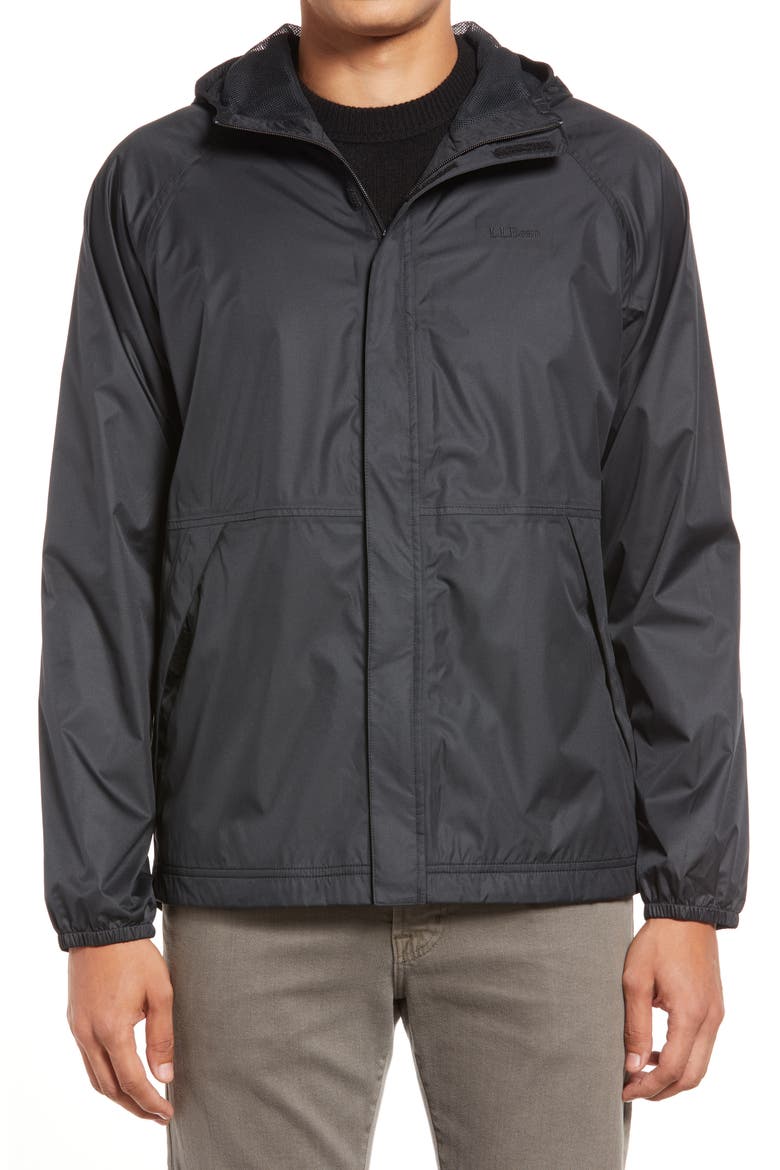 Men's Packable Waterproof Hooded Windbreaker Jacket, Alternate, color, BLACK