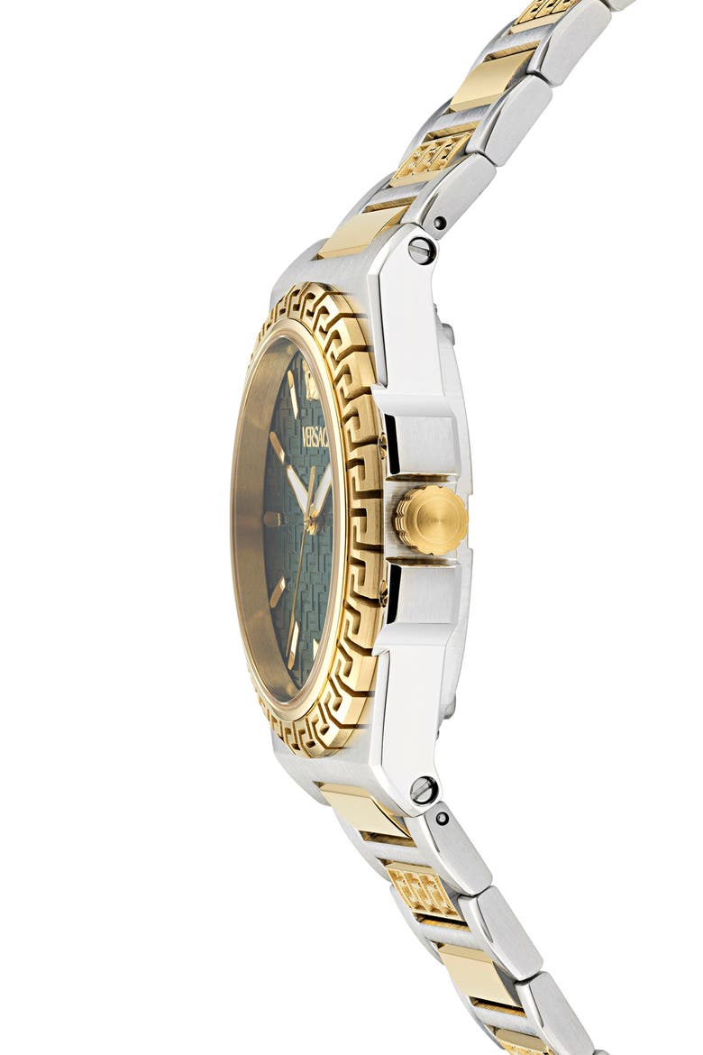 Greca Reaction Bracelet Watch, 38mm, Alternate, color, GREEN/ TWO TONE