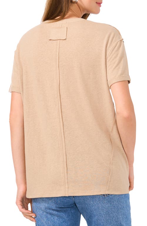 1.state Linen Blend Slub Pocket T-shirt In Oatmeal
