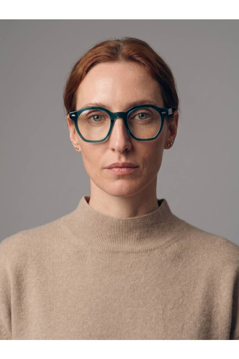 Manifest 46mm Geometric Eyeglasses, Alternate, color, Deep Evergreen Teal