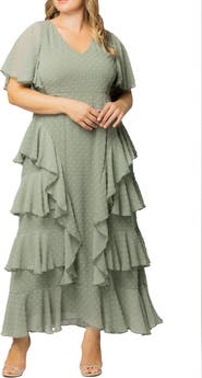 Kiyonna Tour de Flounce Tiered Maxi Dress