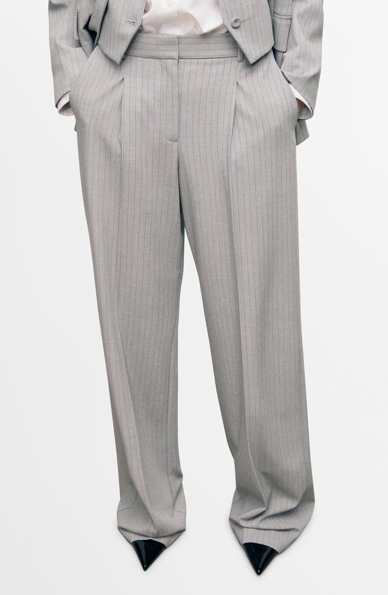 MANGO Pinstripe Suit Pants, Main, color, Grey