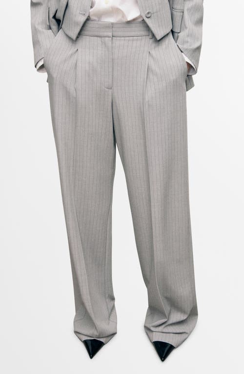 Mango Pinstripe Suit Pants In Gray