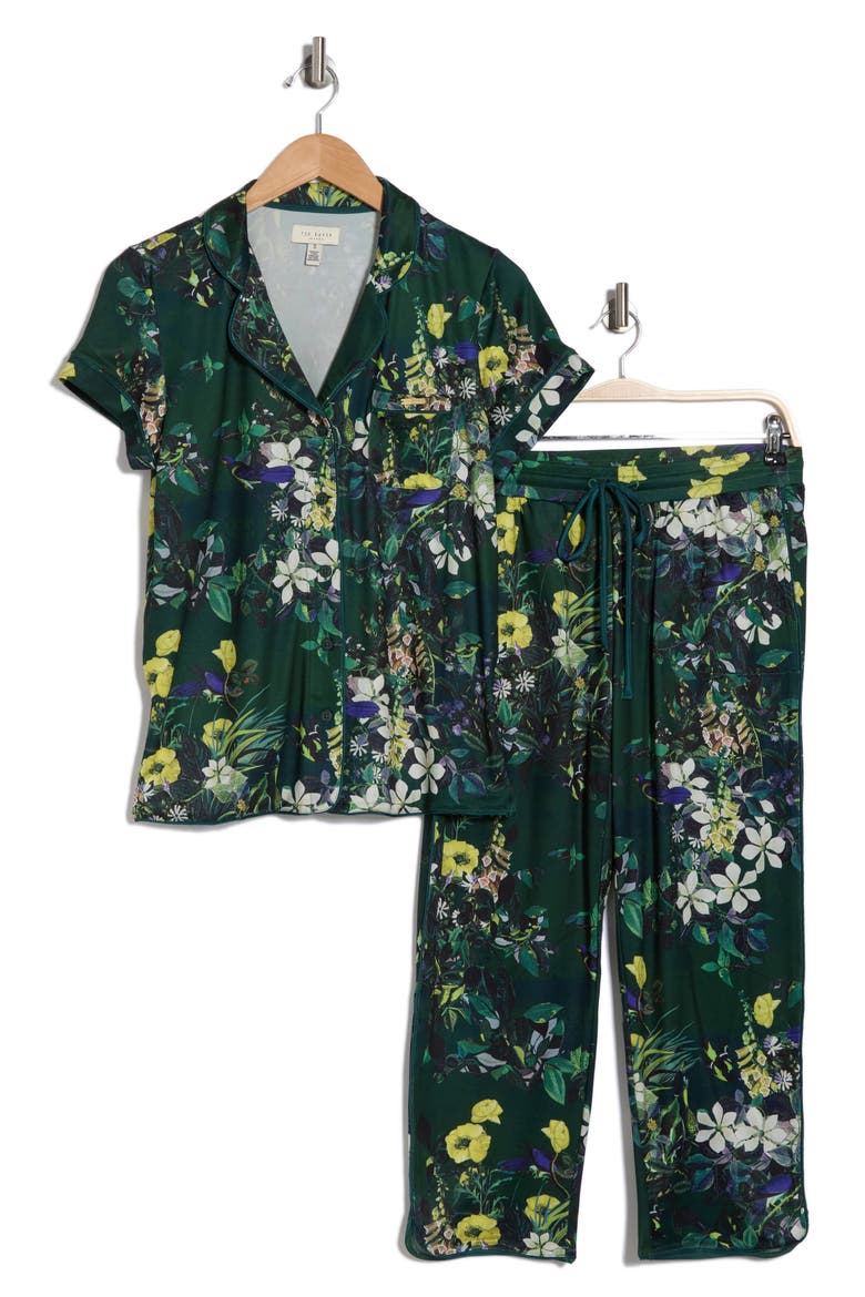 Flourish Short Sleeve Top & Pants Pajamas, Alternate, color, BOTANICAL SCENE