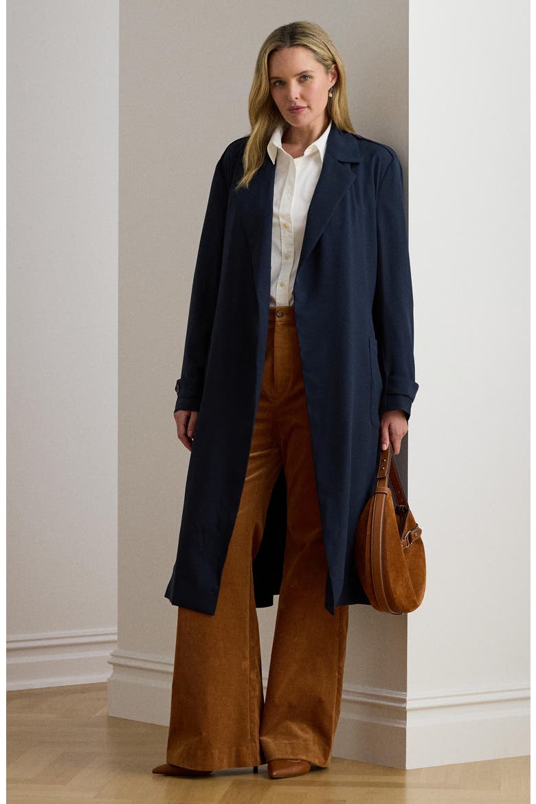 Double-Faced Georgette Wrap Coat, Alternate, color, LAUREN NAVY