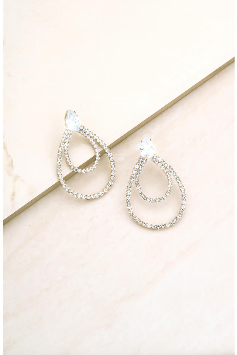 Layered Crystal Frontal Hoop Earrings, Alternate, color, GOLD