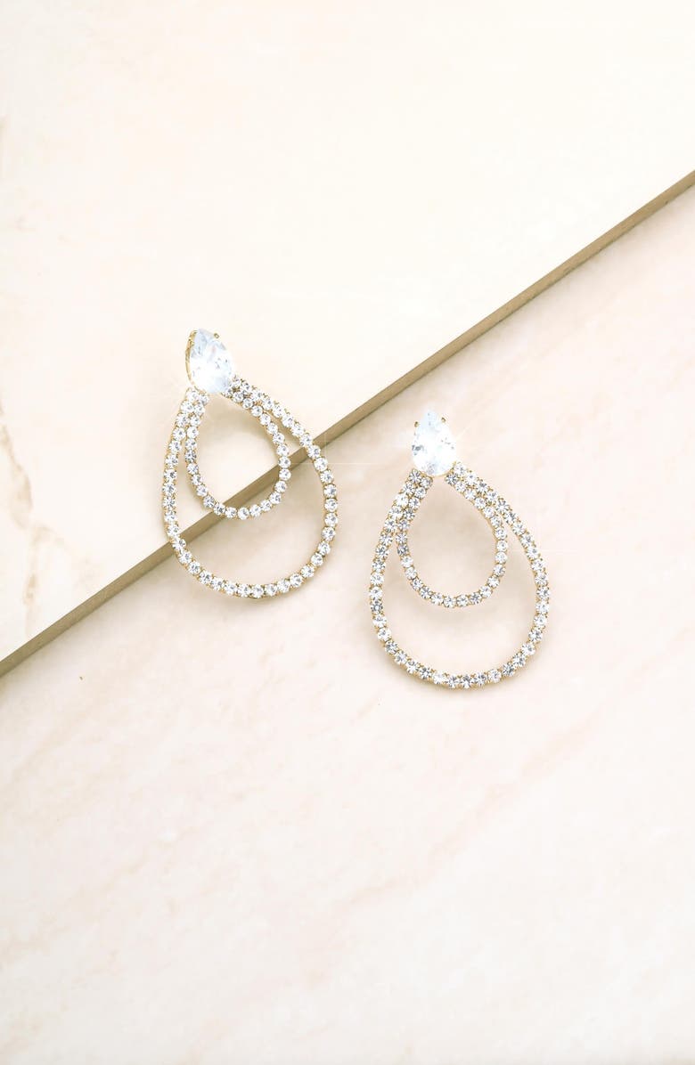 Ettika Layered Crystal Frontal Hoop Earrings, Alternate, color, Gold