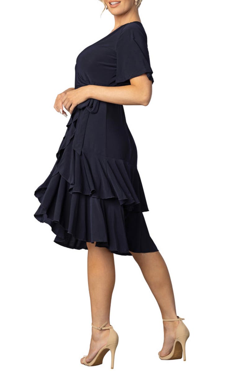 Kiyonna Miranda Midi Wrap Dress, Alternate, color, Nouveau Navy