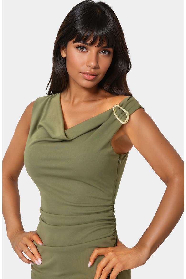 Cowl Neck Sleeveless Midi Dress, Alternate, color, OLIVE