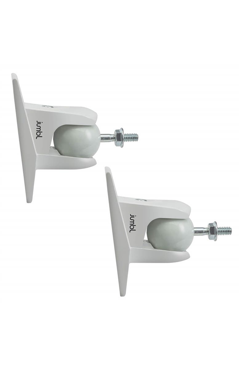 Jumbl ProGrip Ultra Stainless Steel Adjustable Speaker Wall Mount Brackets, Main, color, White