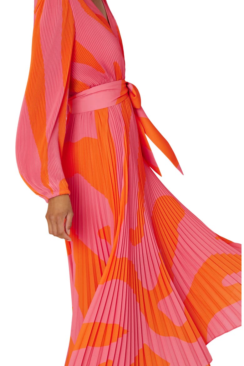 Liora Zebra Print Long Sleeve Midi Dress, Alternate, color, MILLY PINK