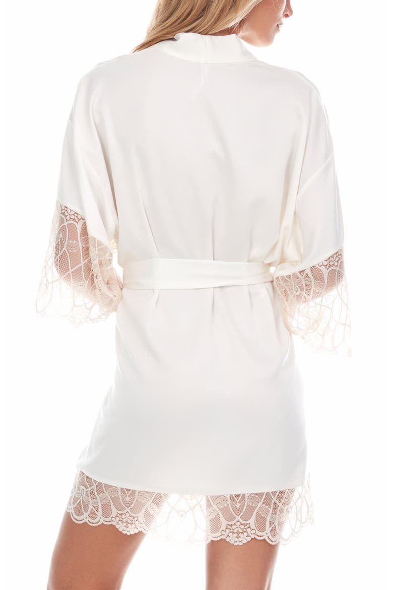 Gabby Lace Trim Satin Chermeuse Wrap, Alternate, color, IVORY