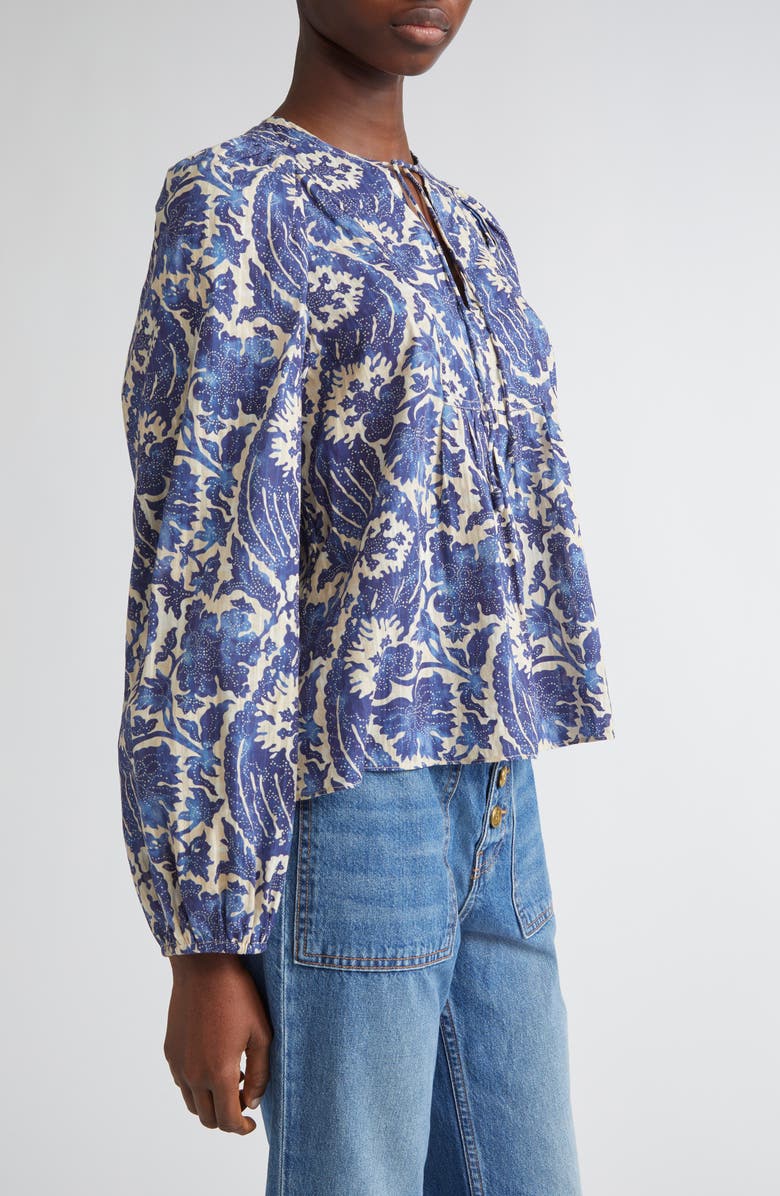 Ulla Johnson Brea Floral Top, Alternate, color, Ocean