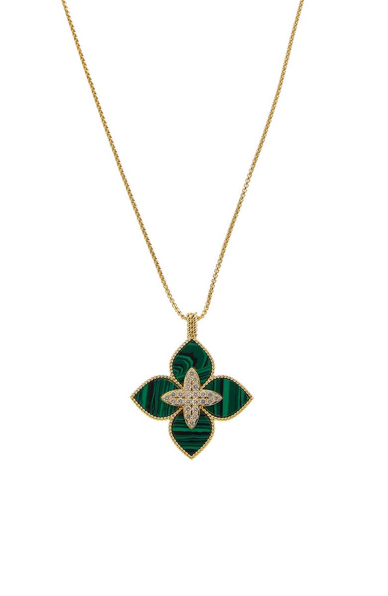 Juvell Clover Pendant Necklace, Main, color, Yellow/Green