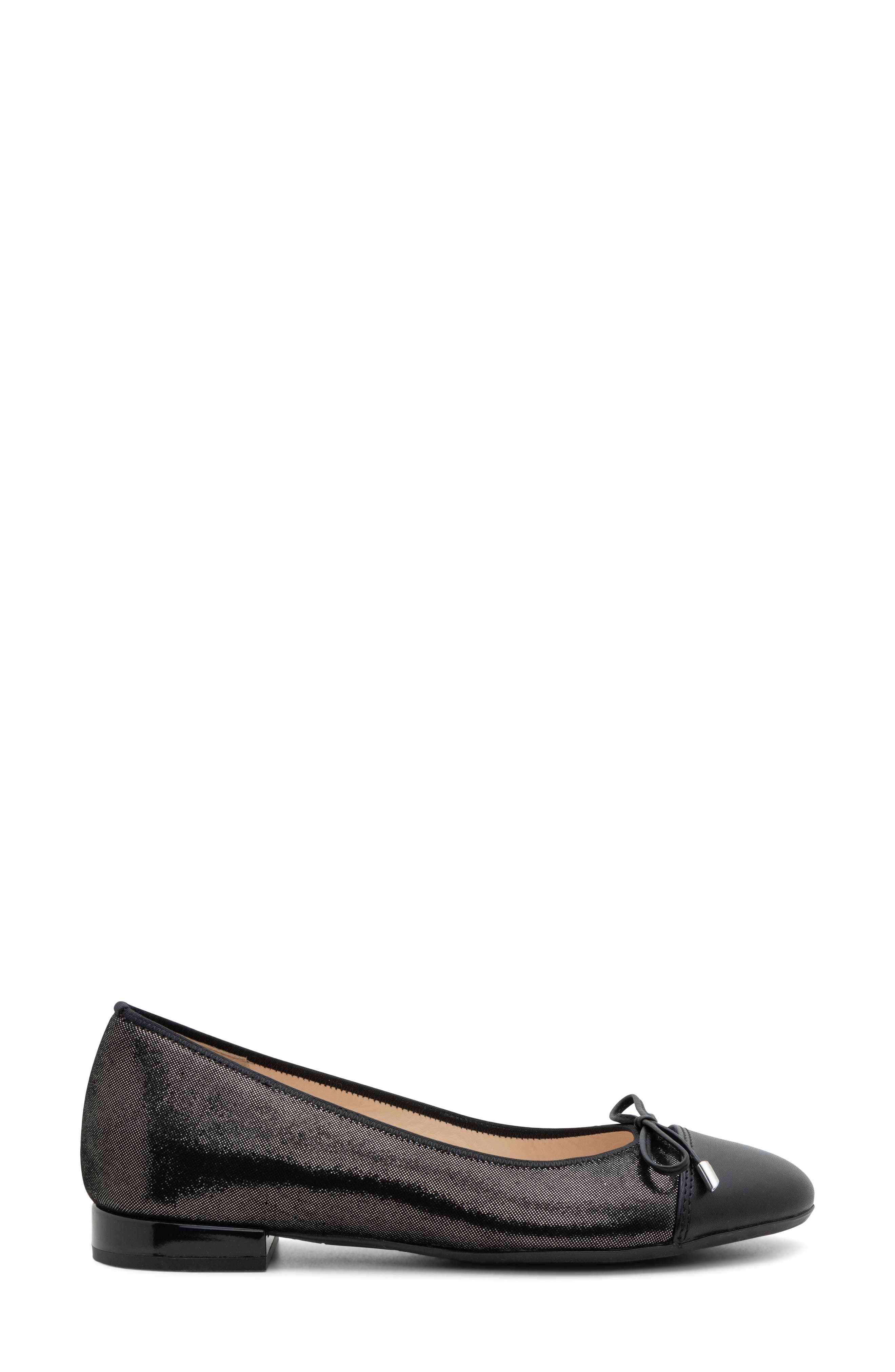 ara Sonoma Cap Toe Flat, Alternate, color, Black