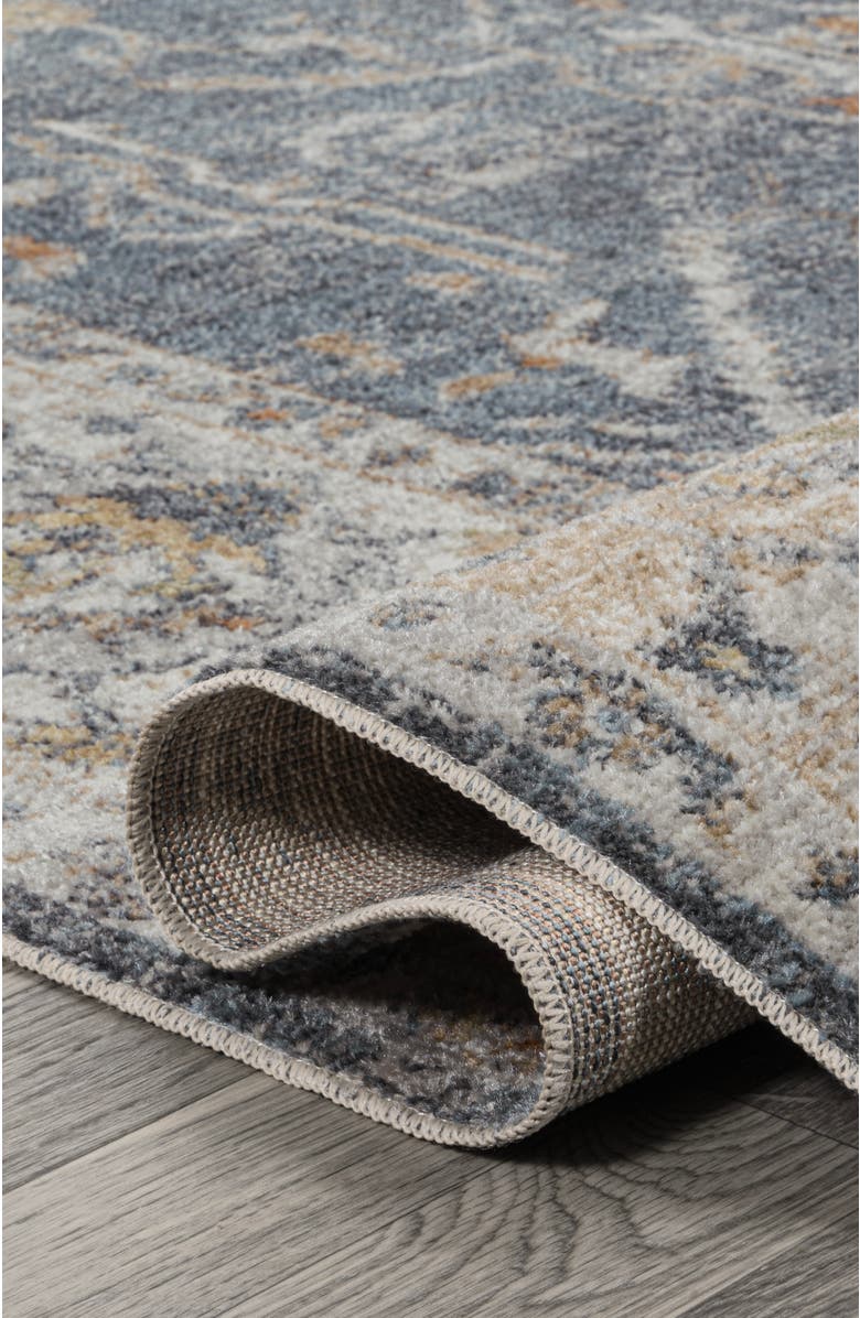 JONATHAN Y Brandy Rustic Border Low-Pile Machine-Washable Area Rug, Alternate, color, Dark Gray/Cream