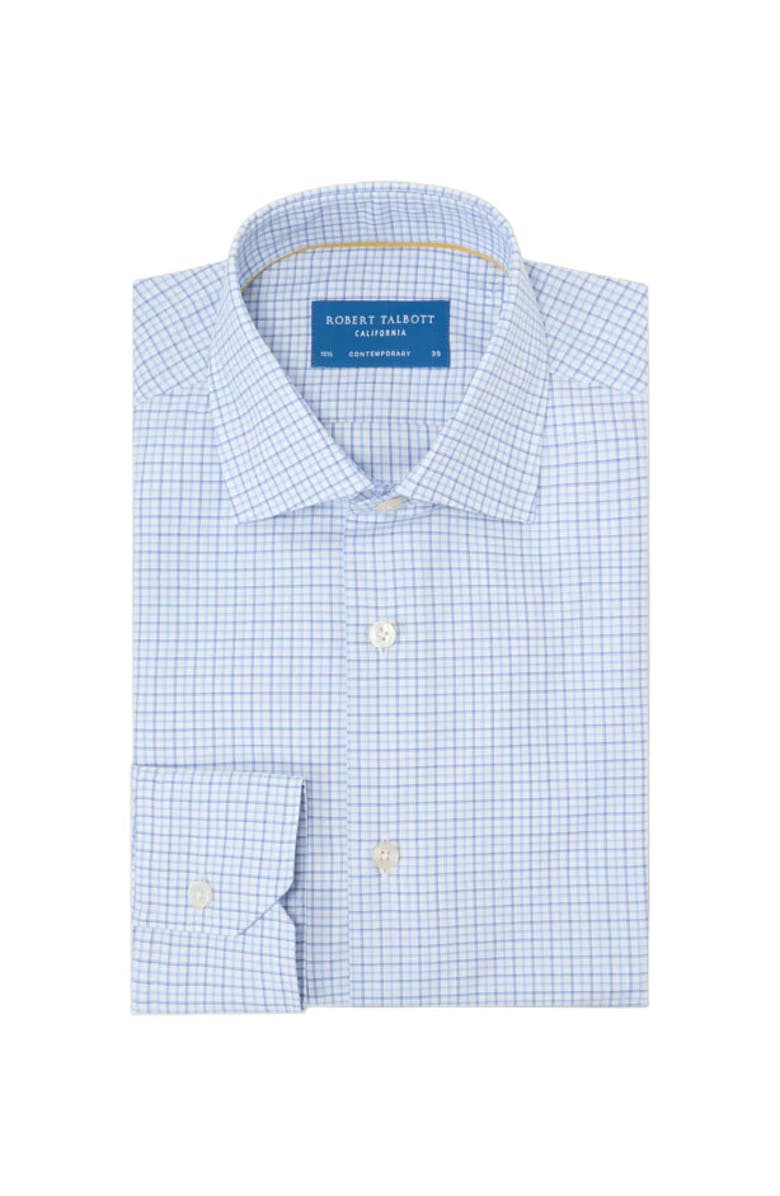 Robert Talbott Reynolds Mini Tattersall Shirt in Contemporary Fit, Main, color, Blue