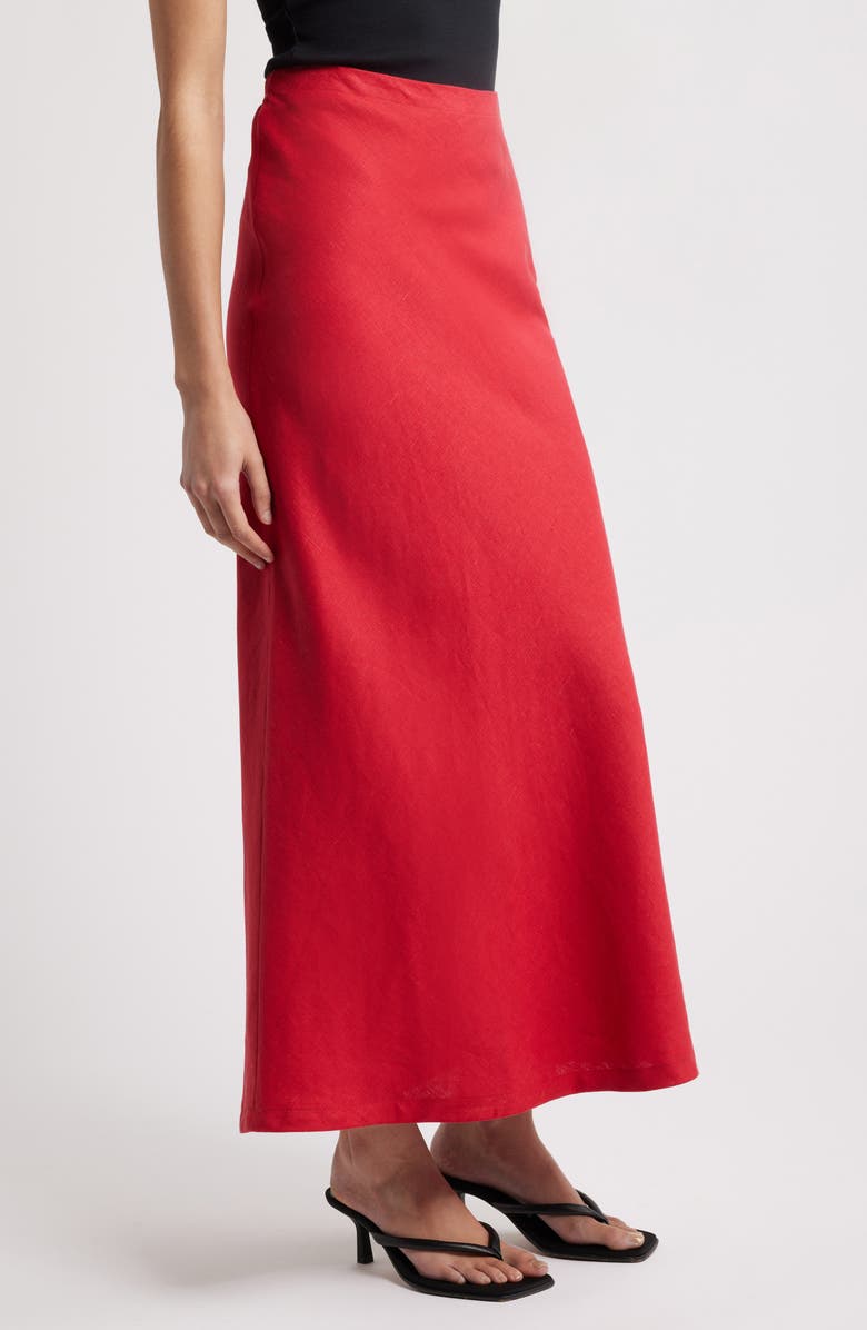 Faithfull the Brand Elise Bias Cut Linen Maxi Skirt, Alternate, color, Red