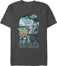 Star Wars: The Mandalorian and Grogu Men's Galaxy's Most Wanted Comic Art Short Sleeve Graphic T-Shirt