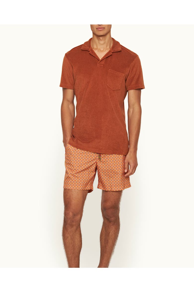 Terry Towelling Tailored Fit Towelling Polo Shirt, Main, color, Canela