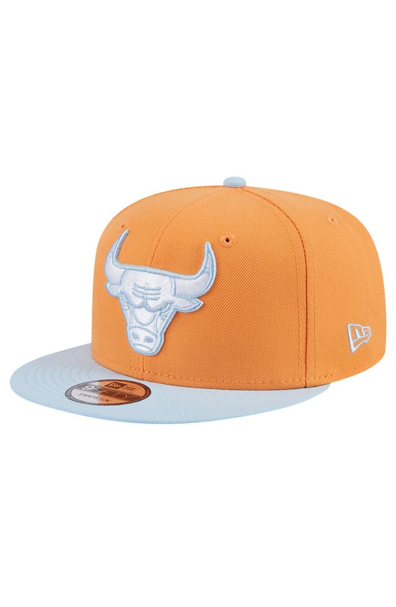 New Era Men's New Era Orange/Light Blue Chicago Bulls 2-Tone Color Pack 9FIFTY Snapback Hat, Main, color,