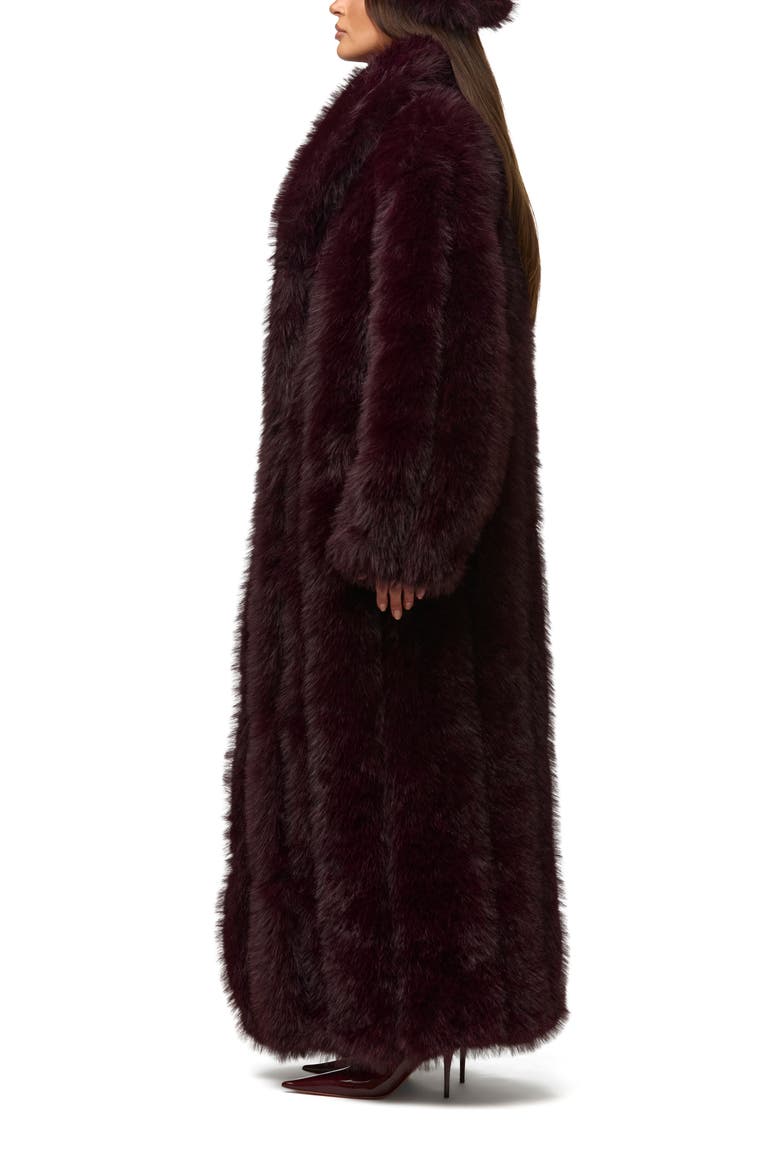 Pelted Faux Fur Coat, Alternate, color, BORDEAUX