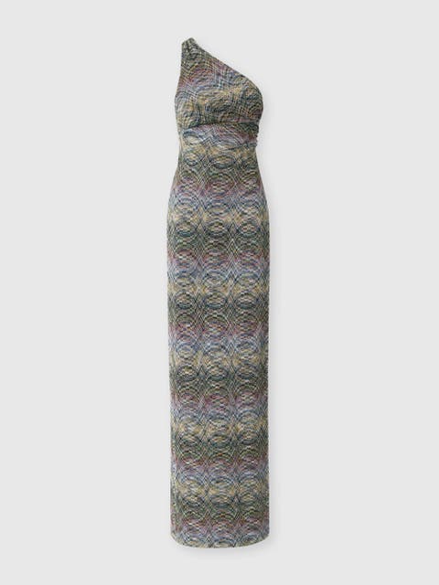 One-shoulder Space-dye Viscose Long Dress