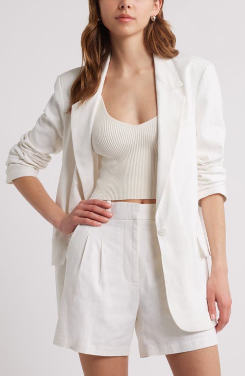 OPEN EDIT OPEN EDIT EVERYDAY ONE-BUTTON LINEN BLEND BLAZER