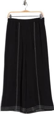 Adrianna Papell Contrast Stitch Wide Leg Pants