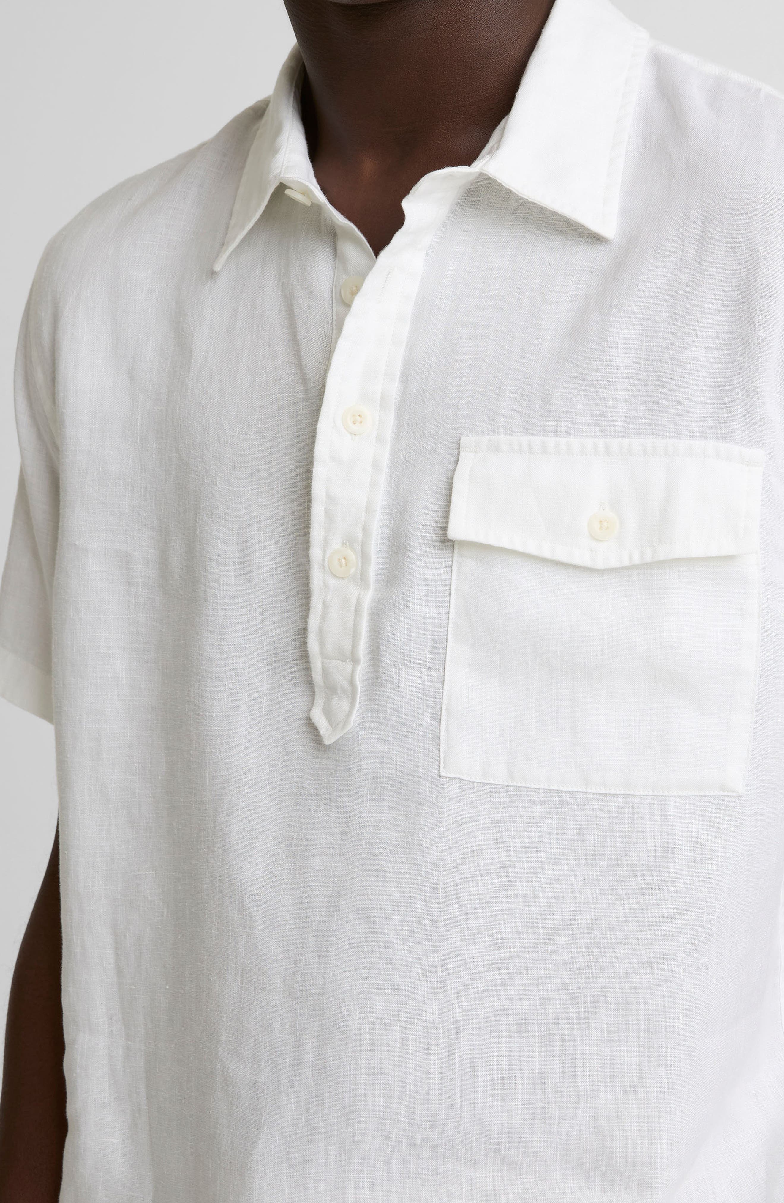 Short Sleeve Linen Popover Shirt - image 2