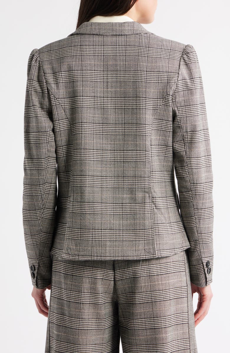 Wit & Wisdom Glen Plaid Puff Shoulder Blazer, Alternate, color, Birch Black Multi